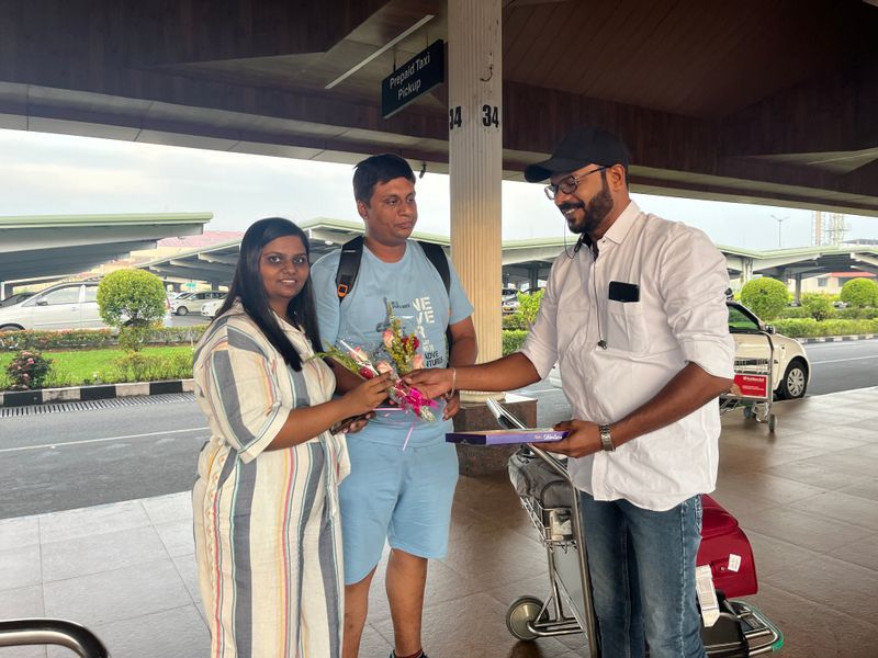 Receiving guest at Airport